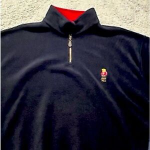 Navy Blue Quarter-Zip Pullover with Red Accent Ralph Lauren POLO
